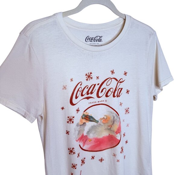 Lucky Brand Cream Coca-Cola Santa Graphic Tee White M - Picture 3 of 8